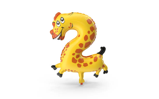 istock Animal Shaped Giraffe Balloon Writing Number Two on White Background 1195576994