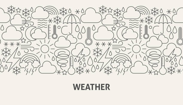 Weather Banner Concept Weather Banner Concept. Vector Illustration of Outline Design. metcast stock illustrations