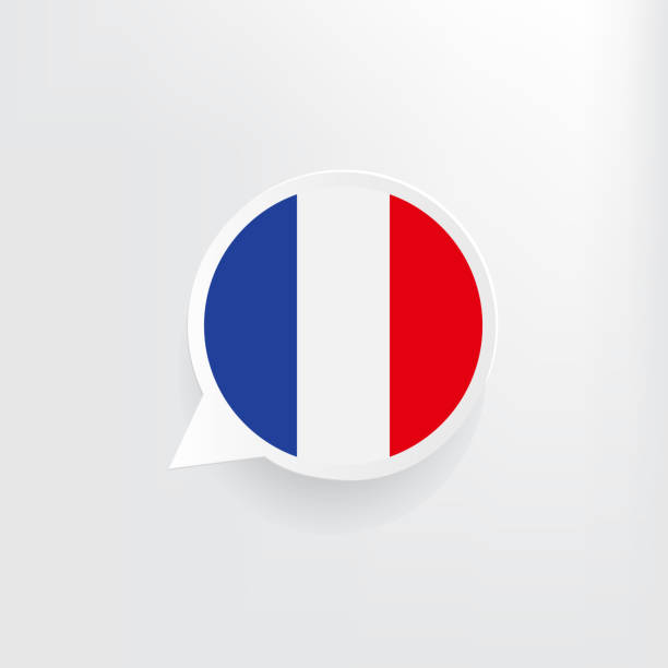 France Flag Speech Bubble French flag three dimensional speech bubble background. tricolor stock illustrations