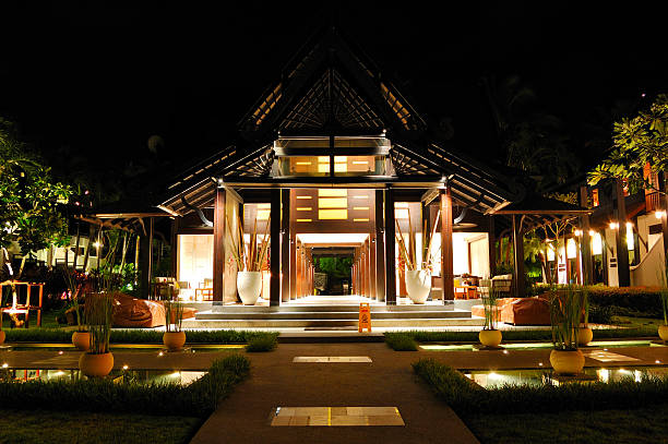 istock Reception of luxury hotel in night illumination, Samui, Thailand 119557884