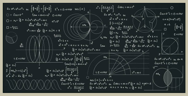 ilustrações de stock, clip art, desenhos animados e ícones de mathematics blackboard vector - algorithm formula mathematical symbol engineering