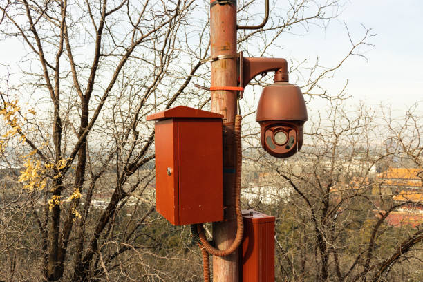 Electric meter box and camera in the park
