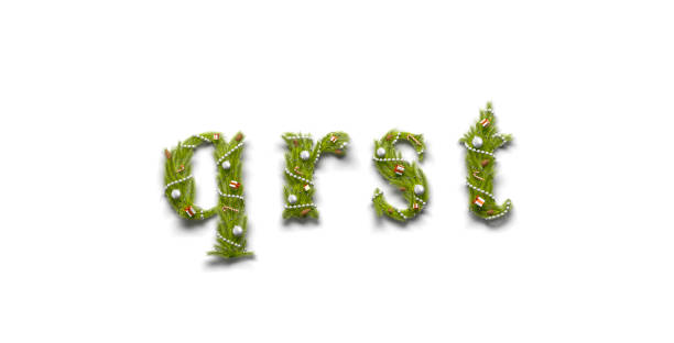 istock Decorative qrst lowercase christmas letter mock up font isolated 1195582915