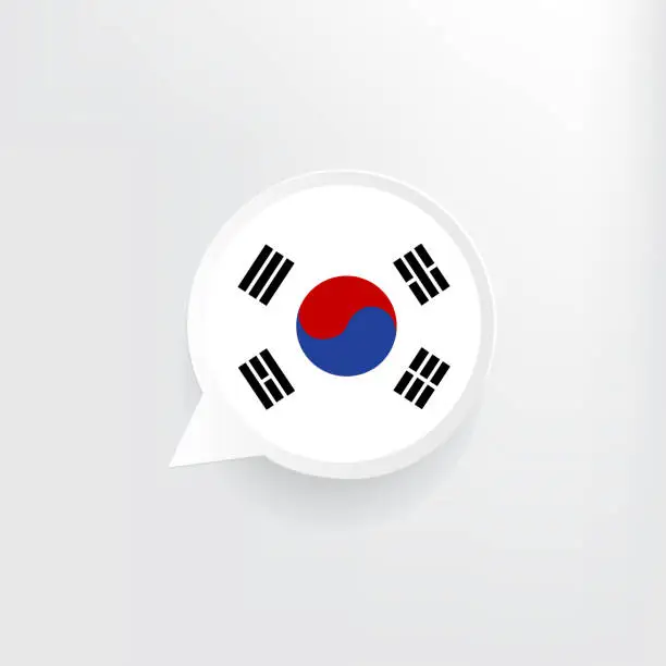 Vector illustration of South Korea Flag Speech Bubble