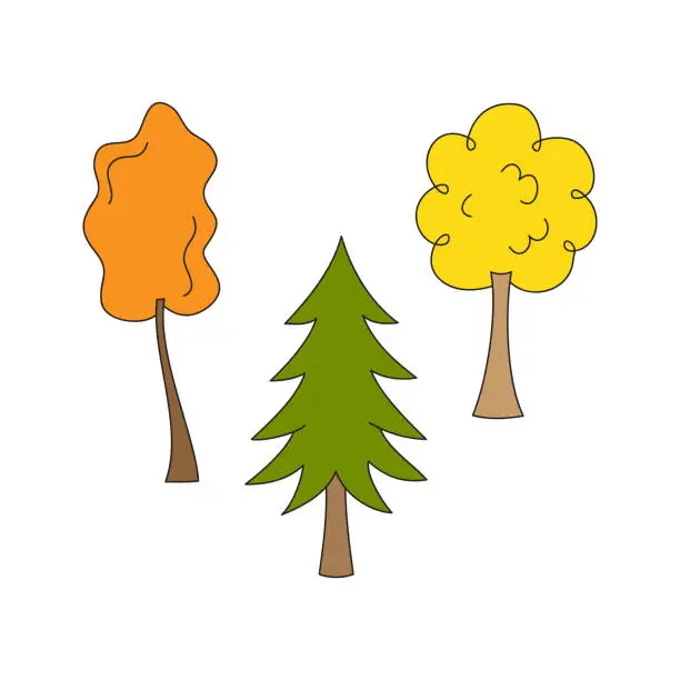 Vector illustration of Autumn trees