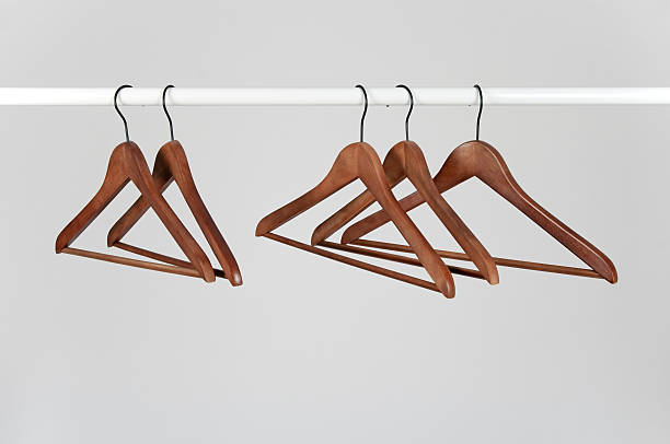 istock Wooden hangers on a rod 119558949