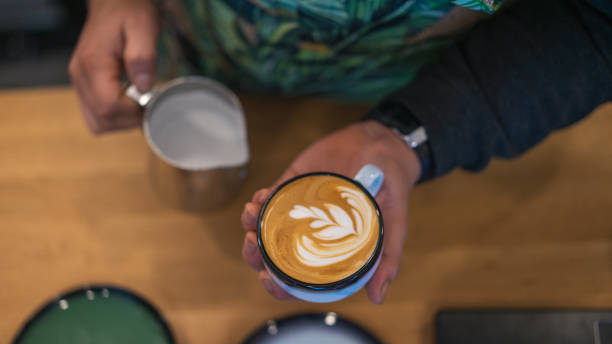istock Barista make coffee cup latte art 1195595679