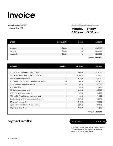 Generic invoice Generic construction invoice bill stock illustrations