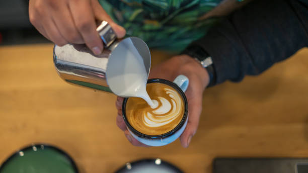 istock Barista make coffee cup latte art 1195597096