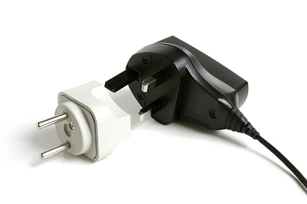 istock Black power plug UK type with European adapter 119560041