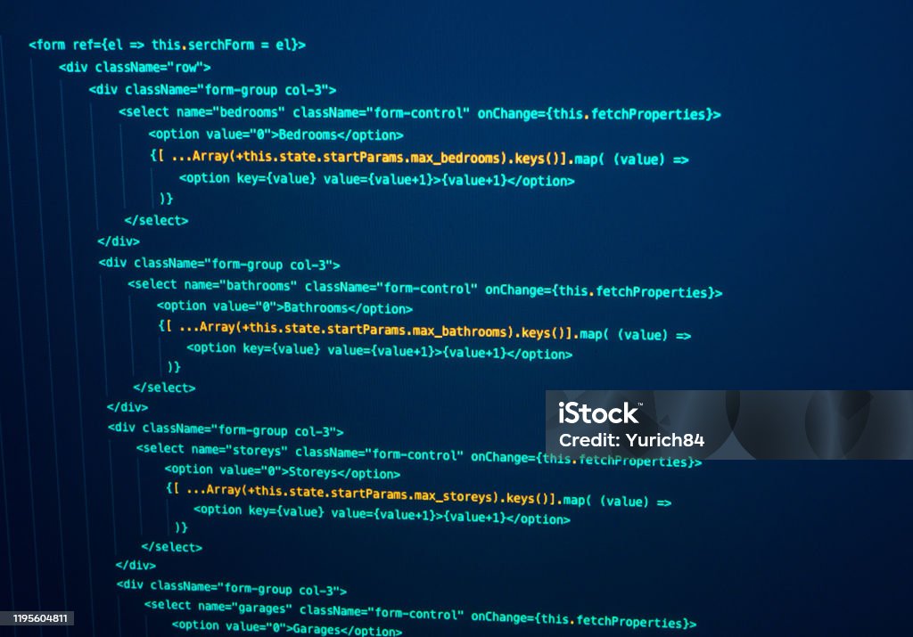 Javascript React Code Software Source Code Programming Code On Computer ...