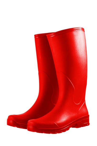 Pair of rubberred  boots isolated on white