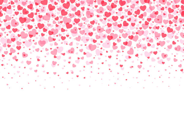 ilustrações de stock, clip art, desenhos animados e ícones de loopable love frame - pink heart shaped confetti forming a header - footer background for use as a design element stock illustration - valentines