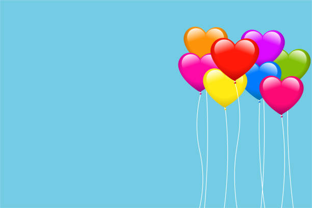 vorlage, herzförmige luftballons mit weißen band - einladungskarte grafiken stock-grafiken, -clipart, -cartoons und -symbole