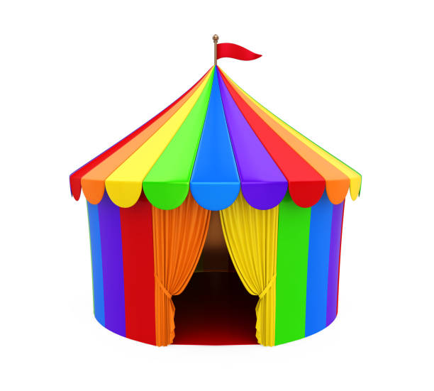 Colorful Circus Tent isolated on white background. 3D render