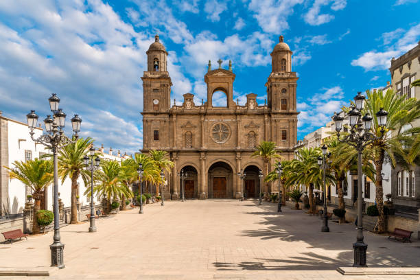 istock Landscape with Cathedral in Las Palmas 1195613905