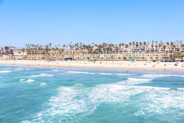 A view of Oceanside California from the pier stock photo