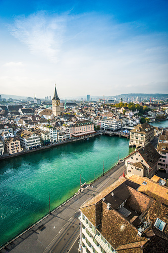 Beautiful Cityscape Of Limat River And Zurich Quay