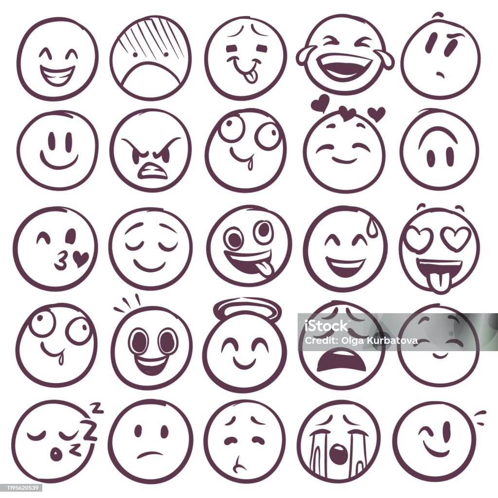 Ilustración de Emoticonos De Garabatos Emoji Con Diferente Expresión De Enojado Feliz Y Triste Caras Divertidas De Boceto Para Mensajes Con Conjunto De Vectores Sonrientes Y Llorando y más Vectores Libres de Ilustración de Emoticonos De Garabatos Emoji Con Diferente Expresión De Enojado Feliz Y Triste Caras Divertidas De Boceto Para Mensajes Con Conjunto De Vectores Sonrientes Y Llorando y más Vectores Libres de