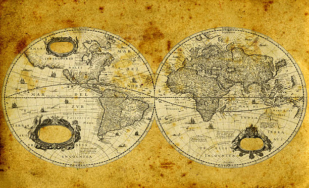 istock Old paper world map 119562383