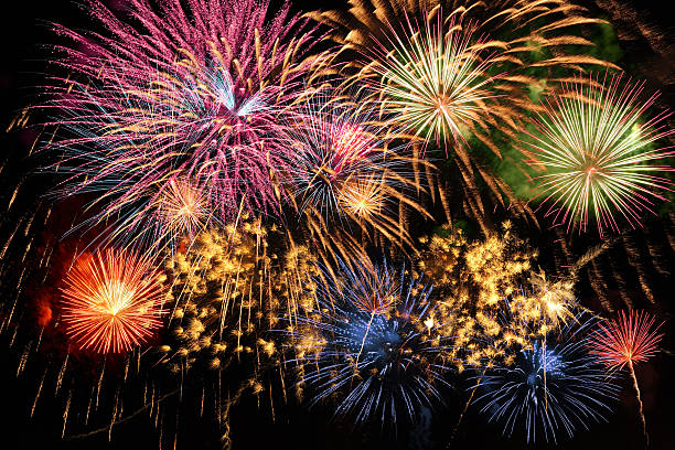 istock Many colored fireworks in the night sky 119562413