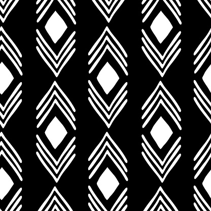 African Seamless Pattern With Bogolanfini Symbols Stock Illustration ...