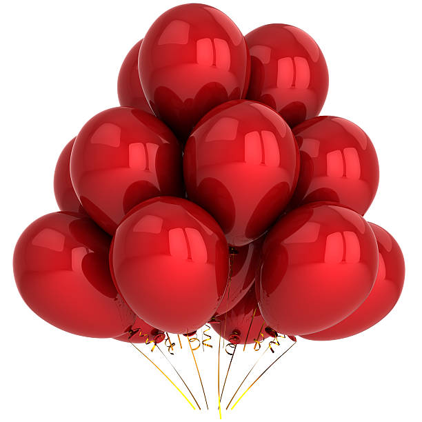 istock Red helium party balloons classic 119562741