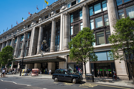 This is the Selfridges department store, a popular shopping destination on Oxford Street on July 23, 2019 in London