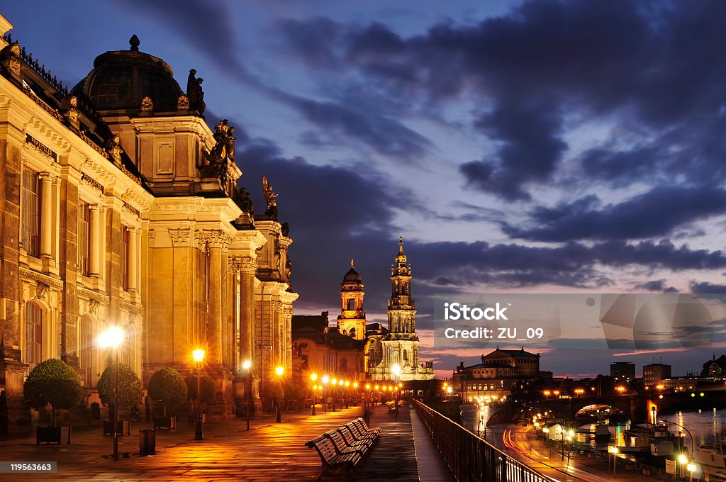 Brühl's Terrasse in Dresden am Abend - Lizenzfrei Abenddämmerung Stock-Foto