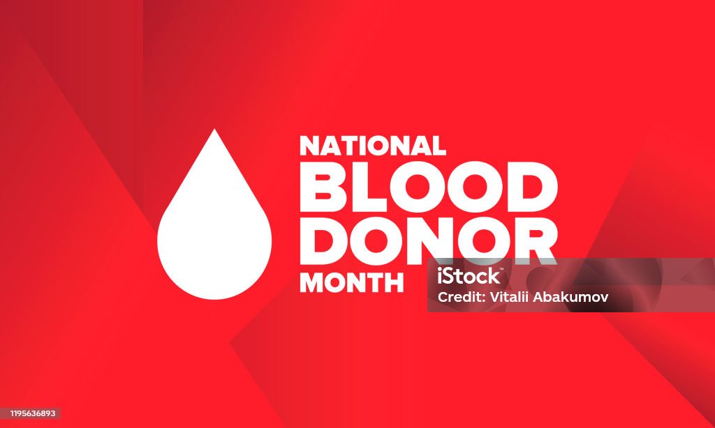 National Blood Donor Month. Awareness and prevention. Celebrate annual in January. Medical healthcare concept. Human support and protection. Poster, banner and background. Vector illustration Blood Donation stock vector