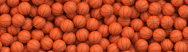 Basketball balls realistic vector background Basketball balls background. Many orange basketball balls lying in a pile. Realistic vector background basketball practice stock illustrations