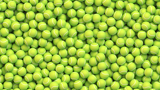 Tennis balls background. Huge amount of greed tennis balls lying in a pile. Realistic vector background