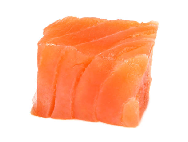 istock Red fish. Raw salmon fillet isolate on white background 1195643744