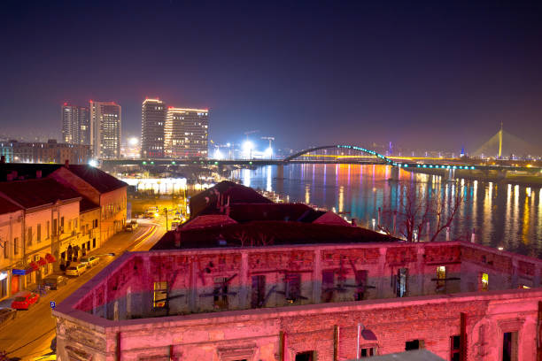 istock Beograd skyscrapers and Sava river evening view 1195643803