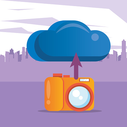 Camera Cloud Computing Cloud Computing Server With Camera Photographic Stock Illustration ...