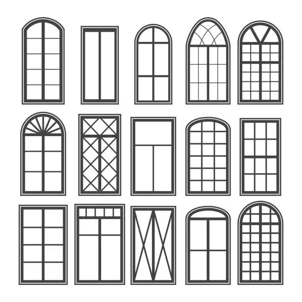 Vector illustration of Window frames. Black silhouette. Retro design.
Architecture design outdoor or exterior view, building and home theme