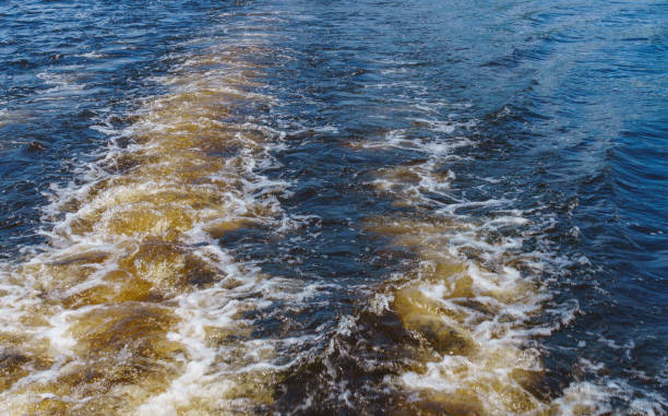 istock White Sea foam after the last boat. 1195651219