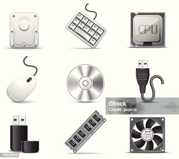 Компьютерные Части B W Серии — стоковая векторная графика и другие изображения на тему Компьютерная мышь - Компьютерная мышь, CD-ROM, DVD-диск