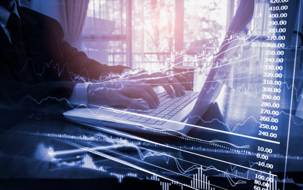 Stock market or forex trading graph and candlestick chart suitable for financial investment concept. Economy trends background for business idea and all art work design. Abstract finance background. gráfico bursátil o de comercio de divisas y gráfico de velas adecuado para el concepto de inversión financiera. antecedentes de tendencias económicas para la idea de negocio y todo el diseño de trabajos de arte. antecedentes financieros abstractos.