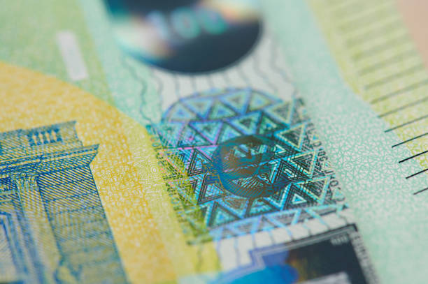 Euro hologram on money banknote