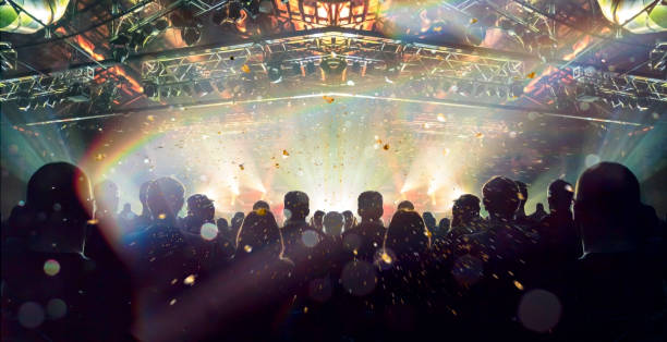 istock Concert stage, people are visible waving and clapping, silhouettes are visible 1195669448