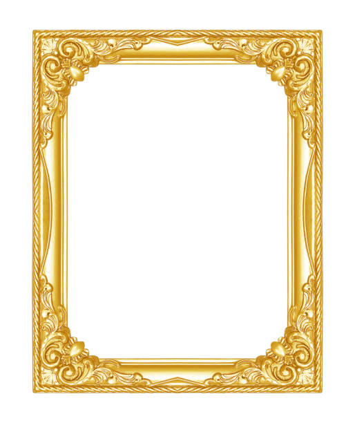 istock The antique gold frame isolated on the white background 1195670836