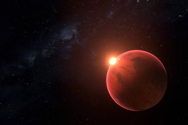 istock 3D Rendering illustration of the planet Mars on space with atmosphere .Detailed surface features realistic high resolution.Elements of this image furnished by NASA. 1195672450