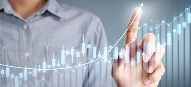 istock Businessman plan graph growth increase of chart positive indicators in his business 1195675824
