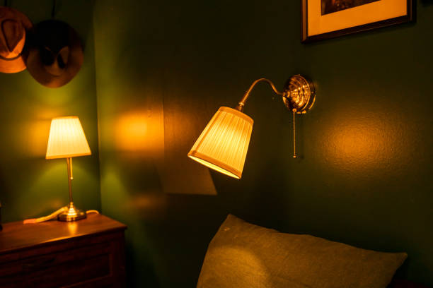 istock Warm bedroom lamp 1195676905