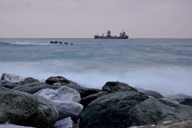 istock Long exposure rocky seaside scenery . 1195681438