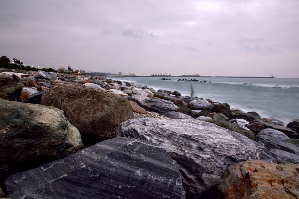 istock Long exposure rocky seaside scenery . 1195681462