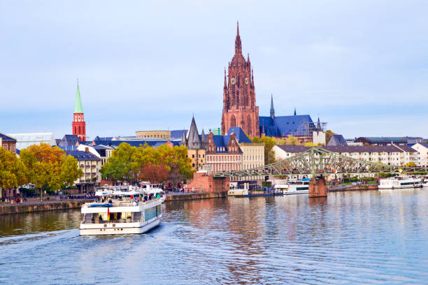 istock Downtown Frankfurt City Skyline at Night in Germany 1195683123