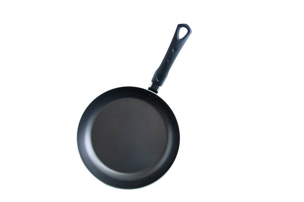 istock Black metal pan with non-stick coating. White isolate. 1195685909