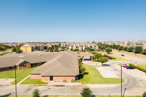 Residential area and houses in Dallas Fort Worth, Texas, USA. stock photo